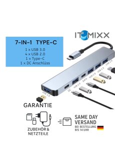 7-in-1 USB-C HUB Adapter mit PD – Typ-C Dock...