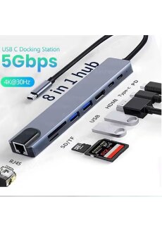 USB C HUB 4K30Hz Dockingstation 8-IN-1 USB 3.0 Splitter...