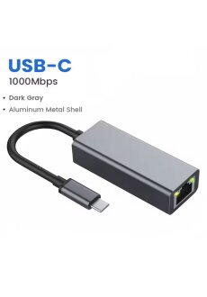 USB-C-Ethernet-Adapter, 1000Mbit/s Netzwerkkarte,...