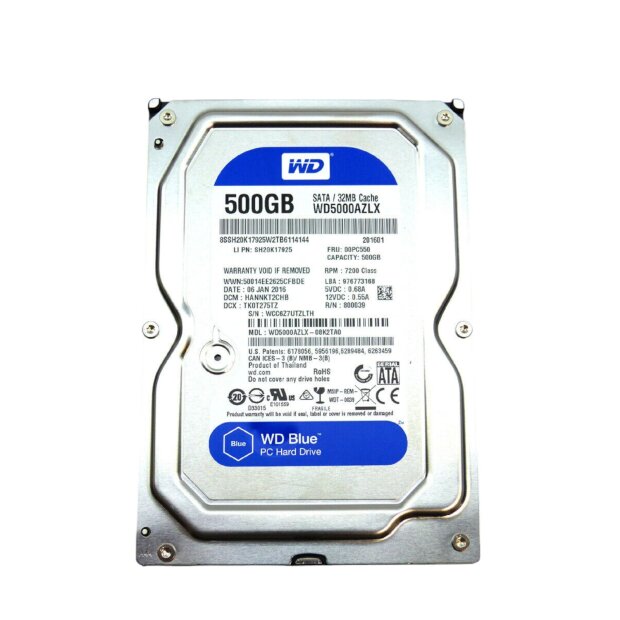 Western Digital Blue 500GB 3.5&quot; SATA HDD 7200RPM 32MB Cache WD5000AZLX