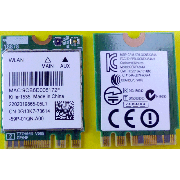 Qualcomm Atheros Killer 1535AC  QCNFA364A for Alienware 17r3