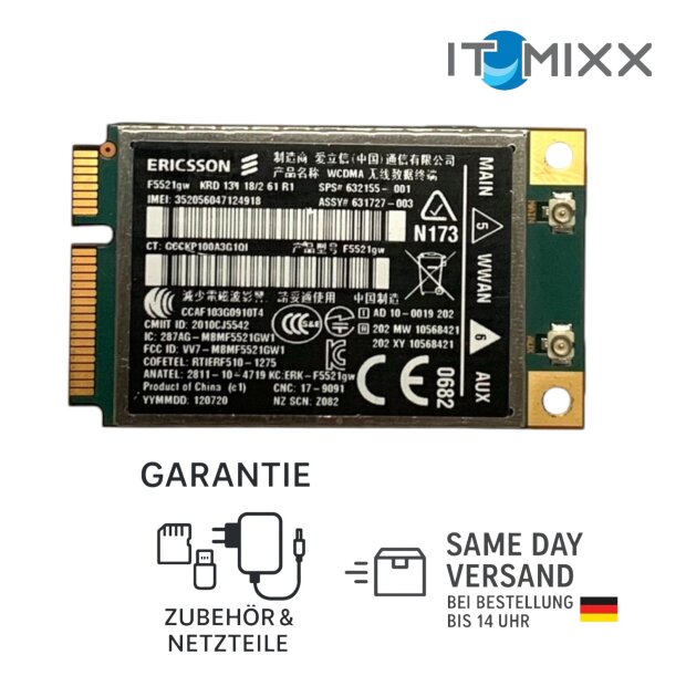 HP UMTS Modul F5521GW SPS 632155-001 Ericsson EliteBook 8460p 8560p gepr&uuml;ft