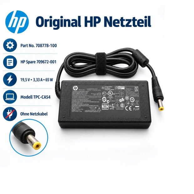 HP TPC-CA54 Original Netzteil 65W 19,5V 3,33A 4,8x1,7mm 709672-001