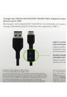 Belkin USB-C/ USB-A Kabel PVC, 1m Kabellänge,...