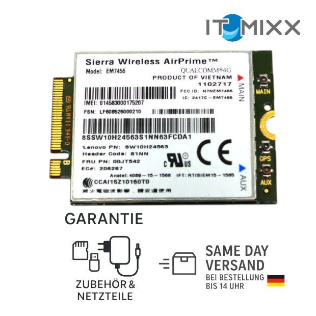 Lenovo 4G Modul EM7455 FRU 00JT542 SW10H24563 Sierra Wireless M.2