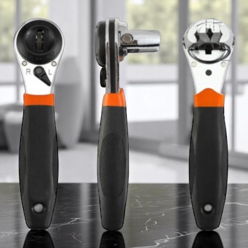 NEIQIUWING Ratschenschlüssel Verstellbar - Für 6-22 Mm / 1/4-7/8 Zoll, 210 Mm Lang, Rot/silber