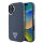 Guess iPhone 16 H&uuml;lle MagSafe PU Leder Dreiecksmuster Blau Eleganter