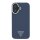 Guess iPhone 16 H&uuml;lle MagSafe PU Leder Dreiecksmuster Blau Eleganter