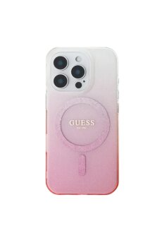 Guess iPhone 16 Pro Max R&uuml;ck-Cover H&uuml;lle - Magsafe IML Glitter-Gradient - Rosa