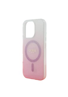 Guess iPhone 16 Pro Max R&uuml;ck-Cover H&uuml;lle - Magsafe IML Glitter-Gradient - Rosa