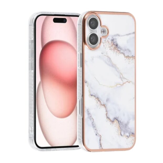 Handyh&uuml;llle f&uuml;r Iphon16 Plus R&uuml;ck-Cover H&uuml;lle - Silikon - Marmor Wei&szlig;
