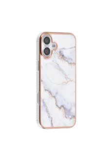 UNIQ iPhone16 Plus R&uuml;ck-Cover H&uuml;lle  Marmor Wei&szlig; Eleganter Schutz