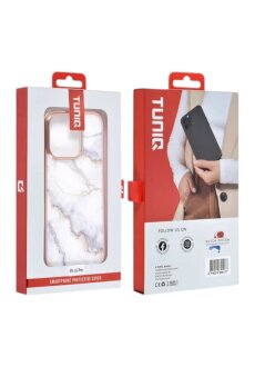 TUNIQ iPhone 16 Pro R&uuml;ck-Cover H&uuml;lle - Silikon - Marmor Wei&szlig;