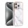 UNIQ iPhone 16 Pro R&uuml;ck-Cover H&uuml;lle - Silikon - Marmor Wei&szlig;