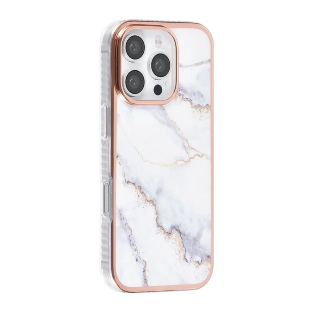 Handyh&uuml;lle f&uuml;r iPhone 16 Pro Max R&uuml;ck-Cover H&uuml;lle - Silikon - Marmor Wei&szlig;