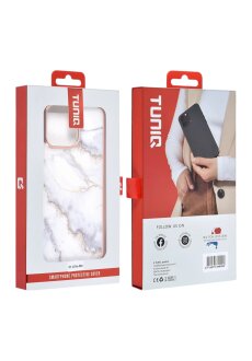 TUNIQ Handyh&uuml;lle  iPhone 16 Pro Max R&uuml;ck-Cover H&uuml;lle - Silikon - Marmor Wei&szlig;