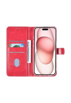 iPhone 16 Plus Book-Case Handyh&uuml;lle H&uuml;lle mit Kartenhalter &ndash; Hot Pink
