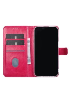 TUNIQ iPhone 15 Book-Case H&uuml;lle mit Kartenhalter &ndash; Hot Pink