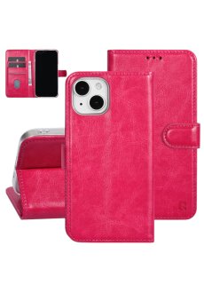 TUNIQ iPhone 15 Book-Case H&uuml;lle mit Kartenhalter &ndash; Hot Pink