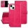 TUNIQ iPhone 15 Book-Case H&uuml;lle mit Kartenhalter &ndash; Hot Pink