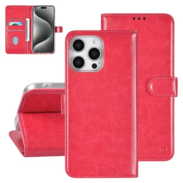UNIQ iPhone  16 Pro Max Book-Case H&uuml;lle mit Kartenhalter &ndash; Hot Pink