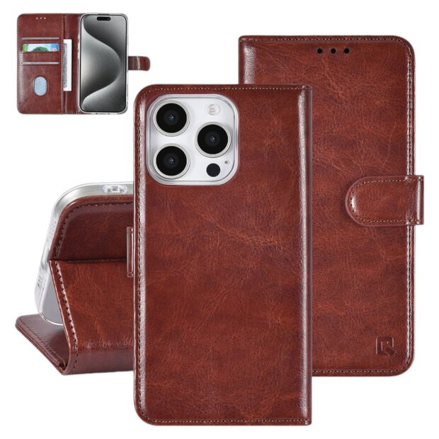 UNIQ iPhone 16 Pro Book-Case H&uuml;lle mit Kartenhalter  Braun