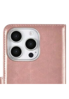 Apple iPhone16 Pro Max Handyh&uuml;lle H&uuml;lle mit Kartenhalter Rose-Gold