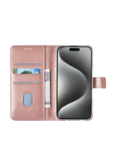 UNIQiPhone16 Pro Book-Case H&uuml;lle mit Kartenhalter Rose-Gold