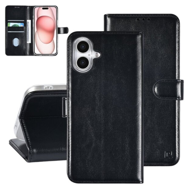 UNIQ iPhone 16 Plus Book-Case H&uuml;lle mit Kartenhalter Schwarz