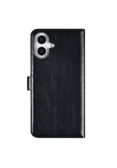 Apple iPhone 16 Plus Handyh&uuml;lle 2in1 Leder Handytasche Schwarz