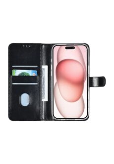 UNIQ iPhone 16 Plus Book-Case H&uuml;lle mit Kartenhalter Schwarz