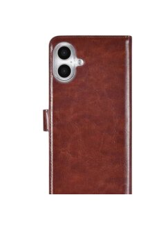 Apple iPhone 16 Plus Handyh&uuml;lle 2in1 Leder Handytasche Braun
