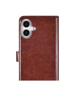 Apple iPhone 16 Plus Handyh&uuml;lle 2in1 Leder Handytasche Braun