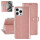 Apple iPhone16 Pro Max Handyh&uuml;lle H&uuml;lle mit Kartenhalter Rose-Gold