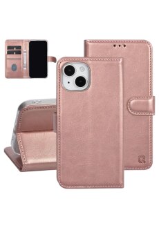 TUNIQ iPhone 15 Book-Case H&uuml;lle mit Kartenhalter Rose-Gold