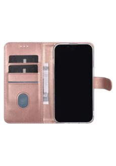 UNIQ iPhone 15 Book-Case H&uuml;lle mit Kartenhalter Rose-Gold