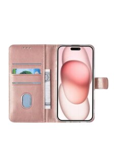 UNIQ iPhone 16 Book-Case H&uuml;lle Rose-Gold | Kartenhalter &amp; Magnetverschluss | Schutz
