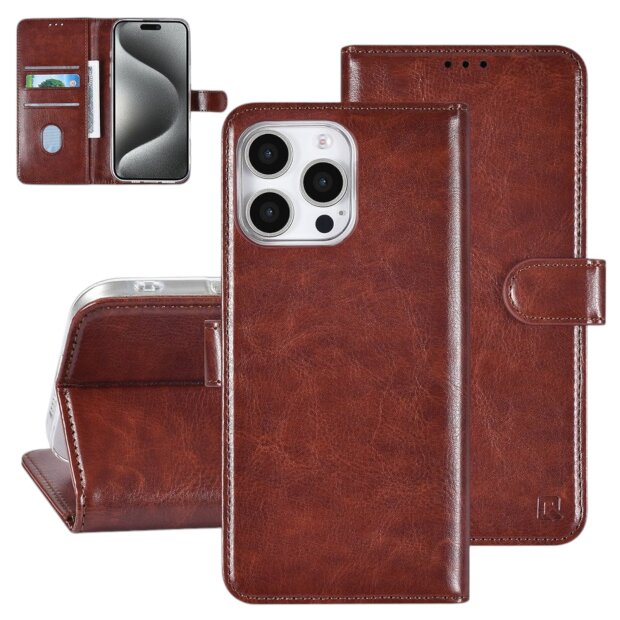 UNIQ iPhone 16 Pro Max Book-Case H&uuml;lle mit Kartenhalter Braun