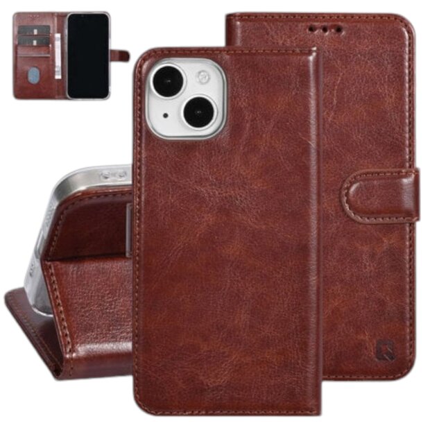 UNIQ iPhone15 Book-Case H&uuml;lle mit Kartenhalter Braun