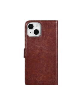 iPhone 15 Handyh&uuml;lle Klapph&uuml;lle Wallet Case Kartenfach Magnet Braun