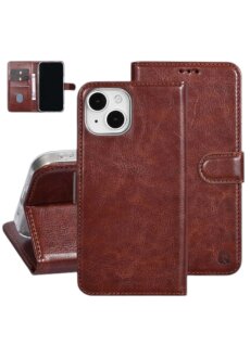 UNIQ iPhone15 Book-Case Hülle mit Kartenhalter Braun
