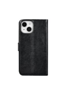 iPhone 15 Book Case H&uuml;lle Wallet Magnet Klapph&uuml;lle Kartenfach Schwarz