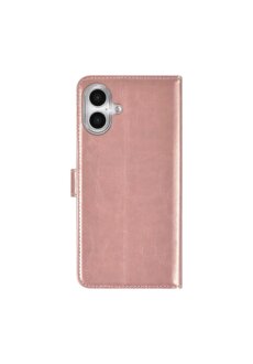 UNIQ iPhone 16 Plus Book-Case H&uuml;lle mit Kartenhalter Rosa-Gold