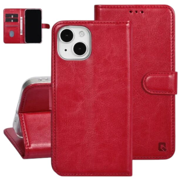 TUNIQ iPhone 15 Book-Case H&uuml;lle mit Kartenhalter Rot