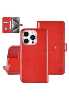 TUNIQ iPhone 16 Pro Book-Case H&uuml;lle mit Kartenhalter Rot