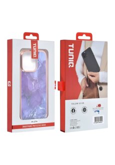 TUNIQ iPhone 16 Pro R&uuml;ckcover H&uuml;lle Silikon -  Marmor Lila