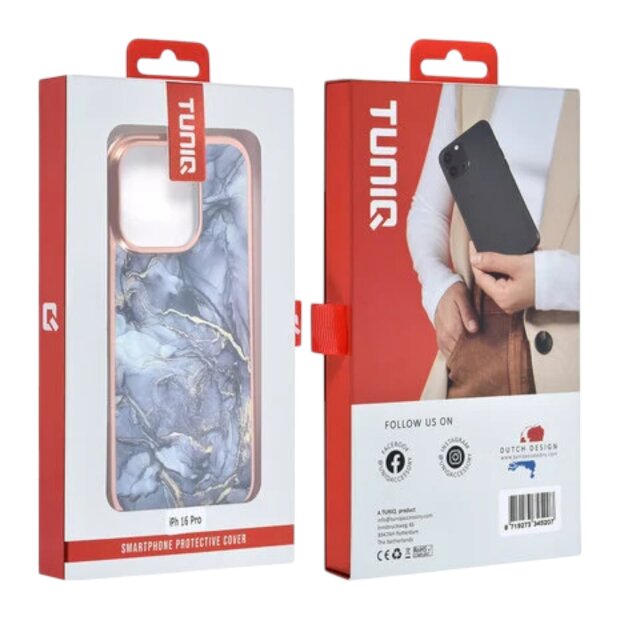 UNIQ iPhone 16 Pro R&uuml;ckcover H&uuml;lle Silikon - Marmor Grau