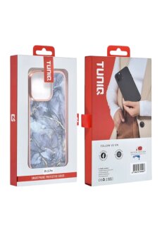 TUNIQ iPhone 16 Pro R&uuml;ckcover H&uuml;lle Silikon - Marmor Grau