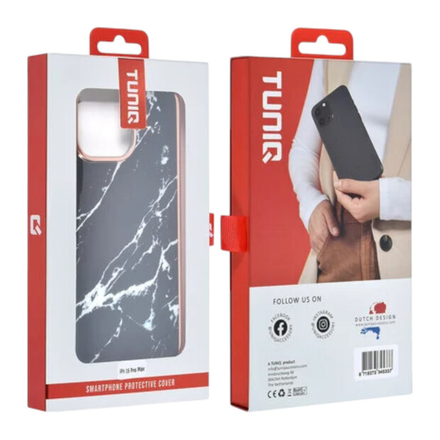 Handyh&uuml;lle f&uuml;r iPhone 16 Pro Max Marmor Schwarz Eleganter