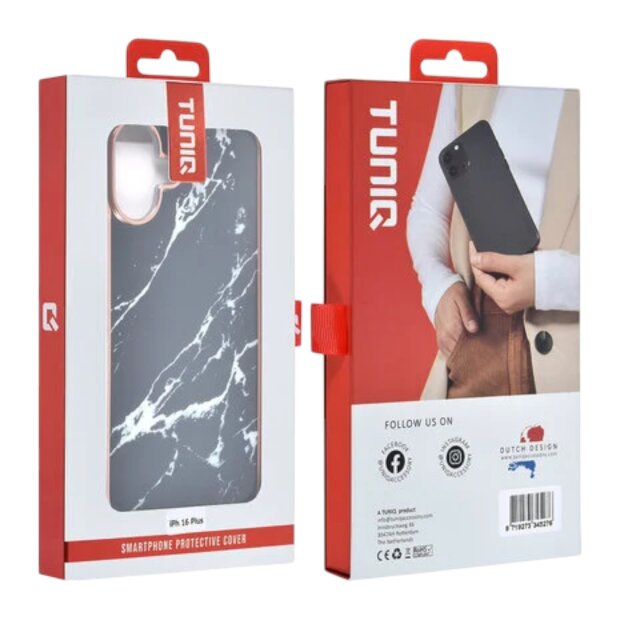 UNIQ iPhone 16 Plus Back-Cover Marmor-Schwarz Eleganter Schutz